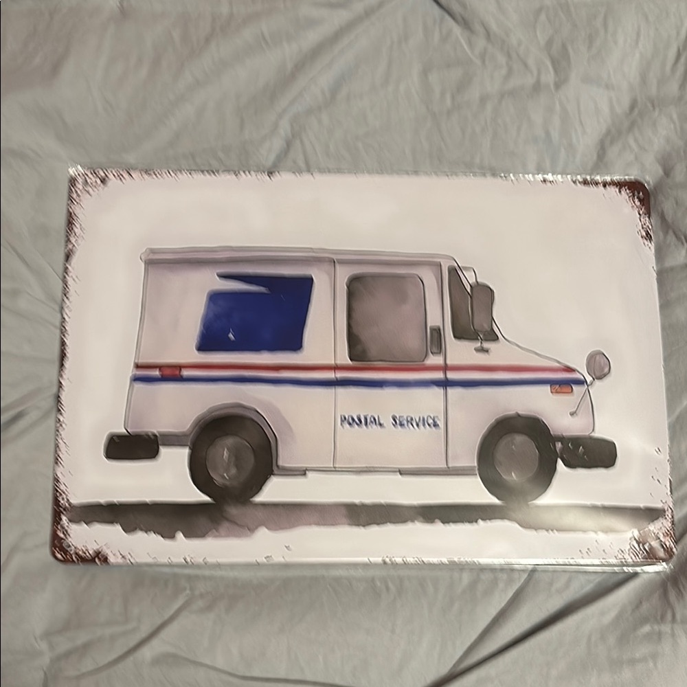 Postal Service Truck Tin Wall Art